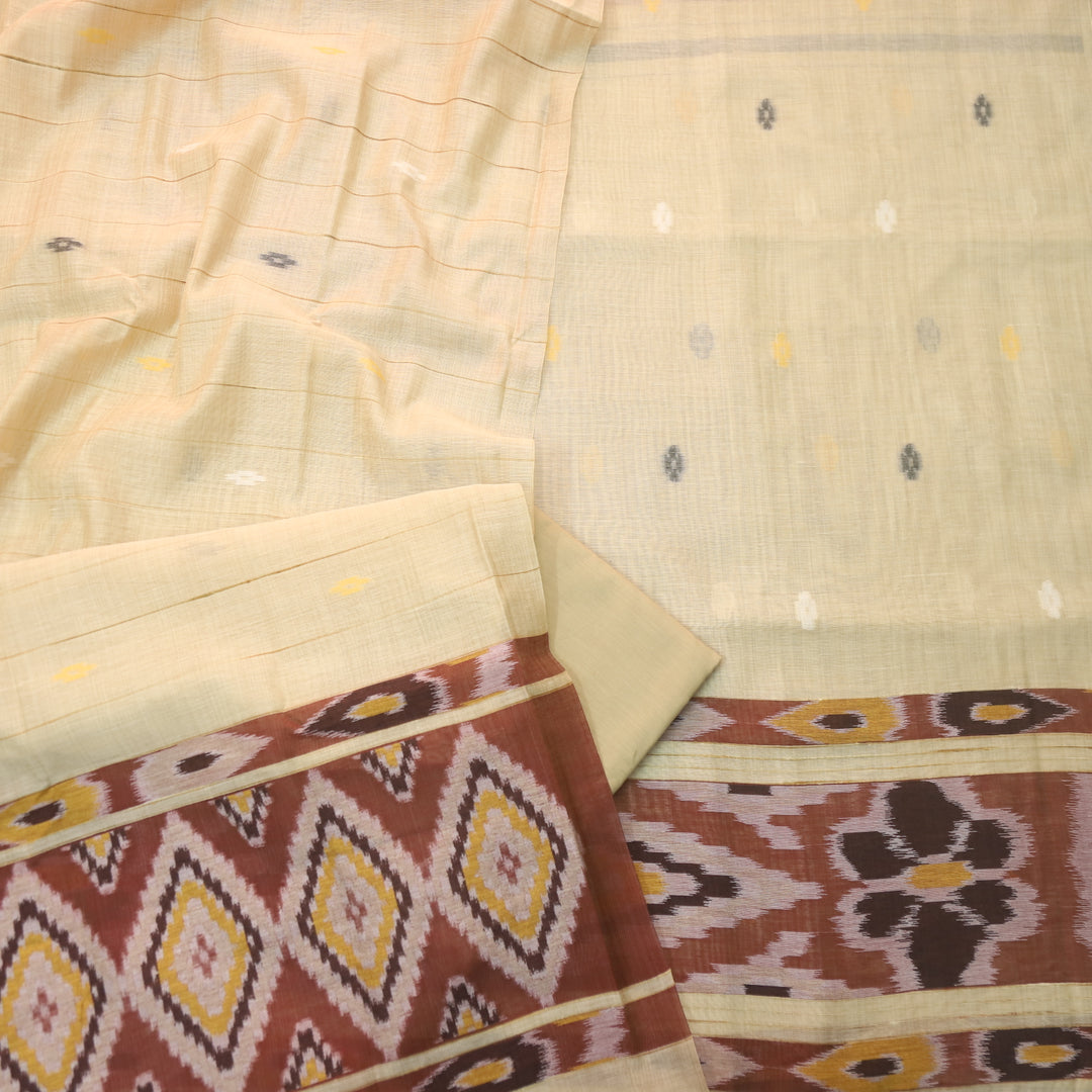 Jannat Sand Yellow Authentic Weaved Jamdani Top with Weaved Dupatta