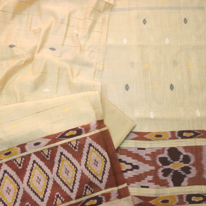Jannat Sand Yellow Authentic Weaved Jamdani Top with Weaved Dupatta