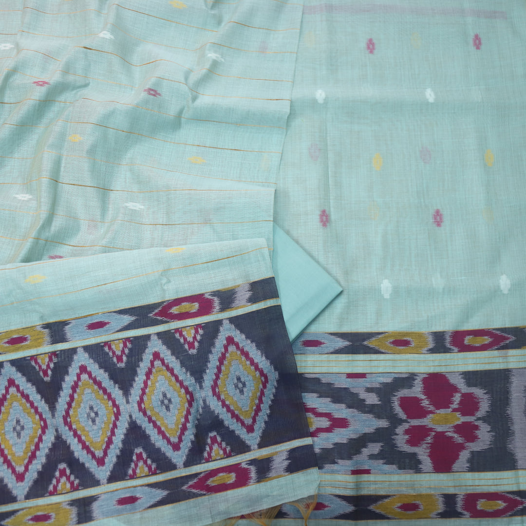 Jannat Soft Blue Authentic Weaved Jamdani Top with Weaved Dupatta