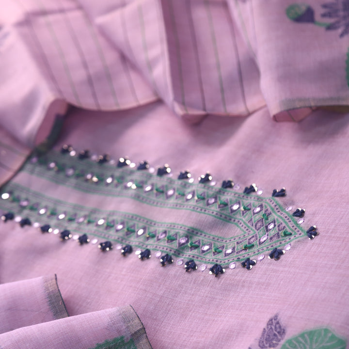 Rubaaroo Lavender Purple Thread with Pichwai Jamdani Weaved Suit Set