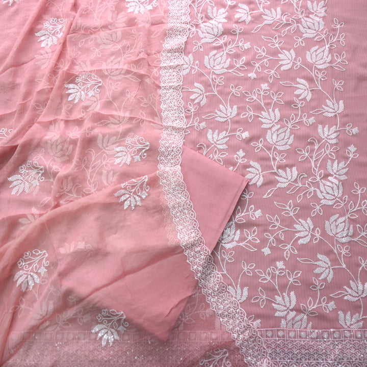 Nushrat Baby Pink All Over Thread Work Georgette Suit Set