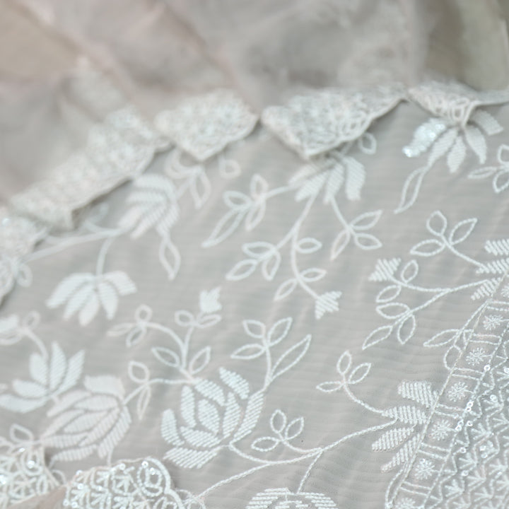 Nushrat Light Grey All Over Thread Work Georgette Suit Set