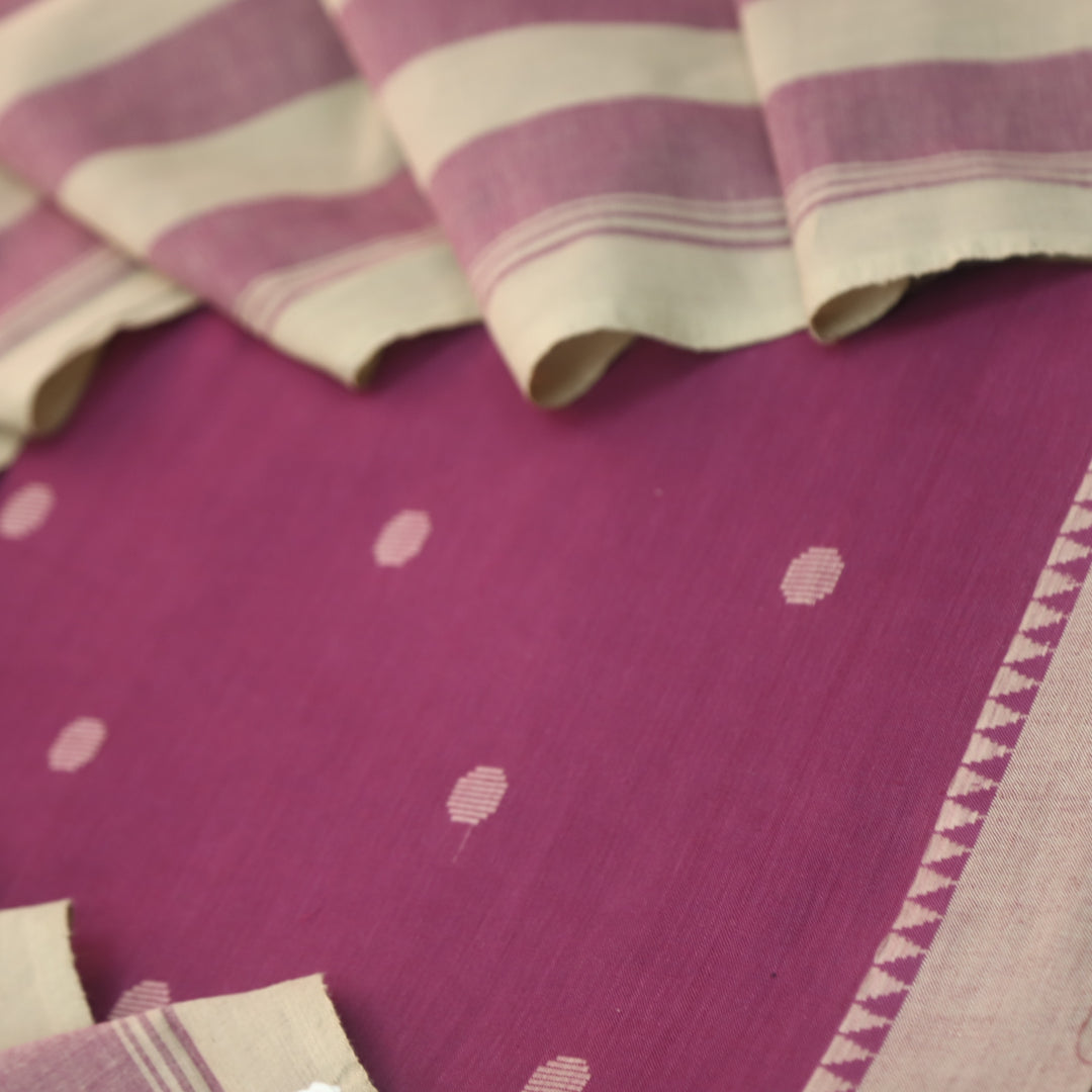 Kanya Eggplant Purple Round Thread Weaved Handloom Cotton Suit Set