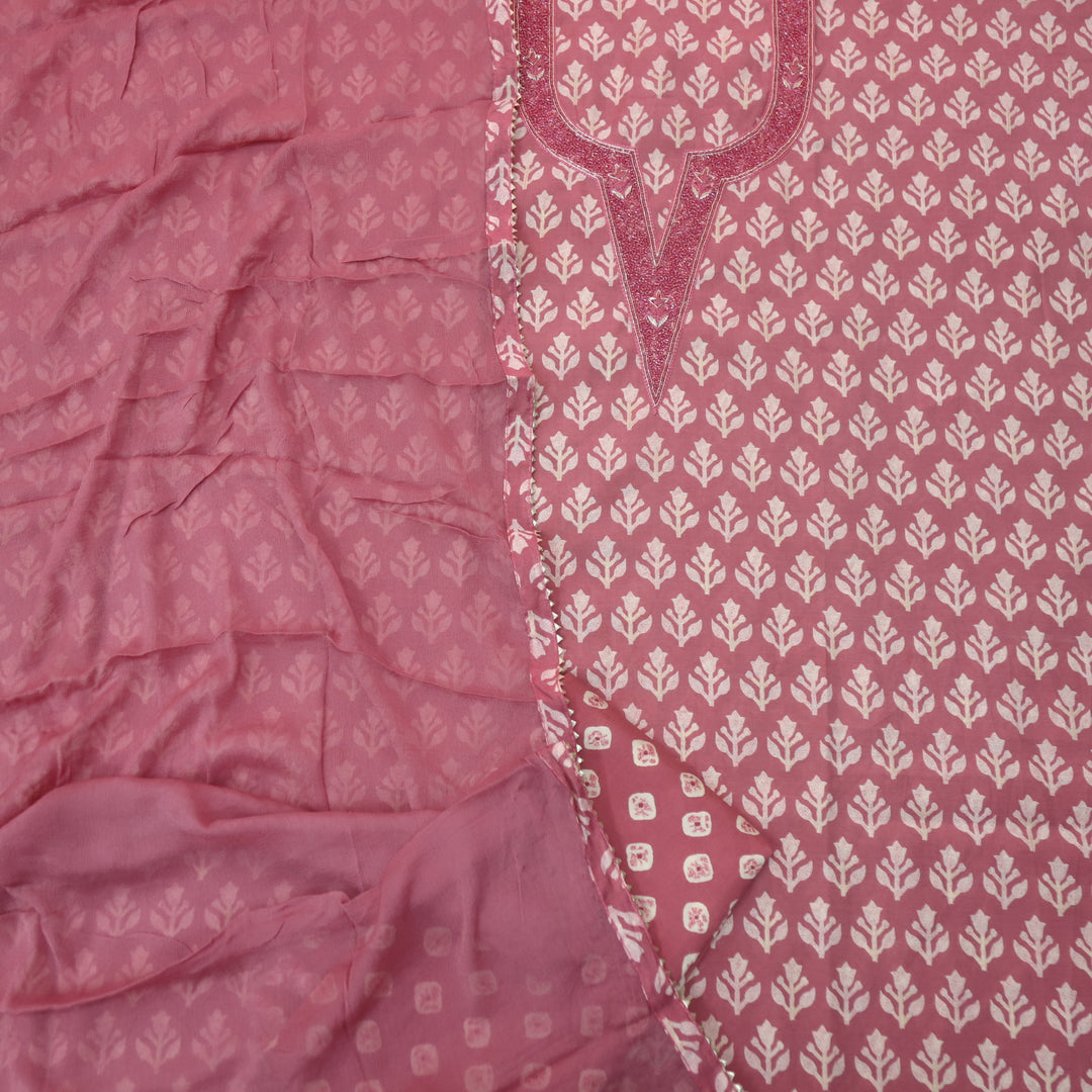 Rahi Helio Mauve kardana Work Round Neck In Printed Modal Suit Set D1