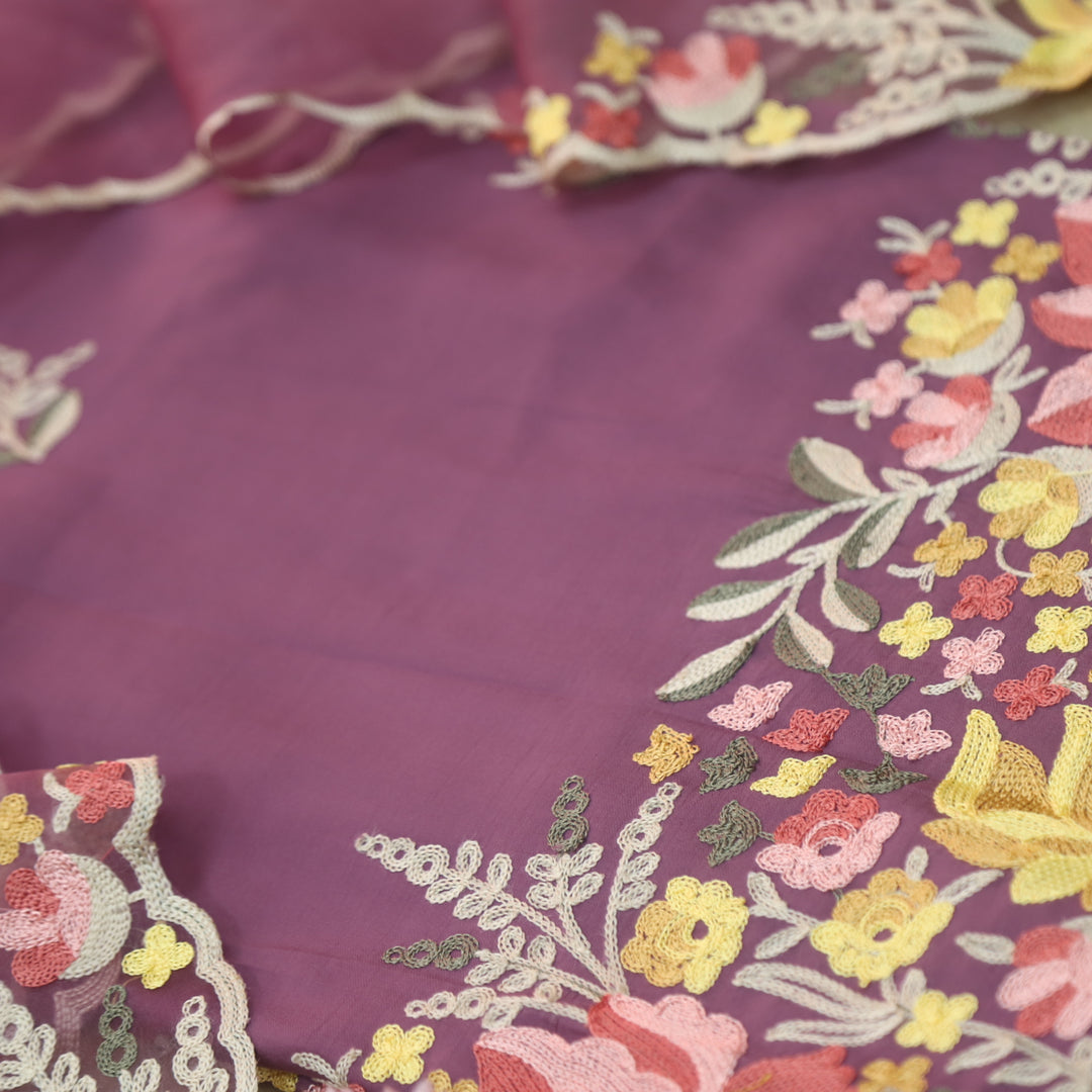 Rivva Helio Mavue with Kashida Embroidered Hem Modal Suit Set