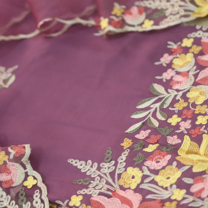 Rivva Helio Mavue with Kashida Embroidered Hem Modal Suit Set