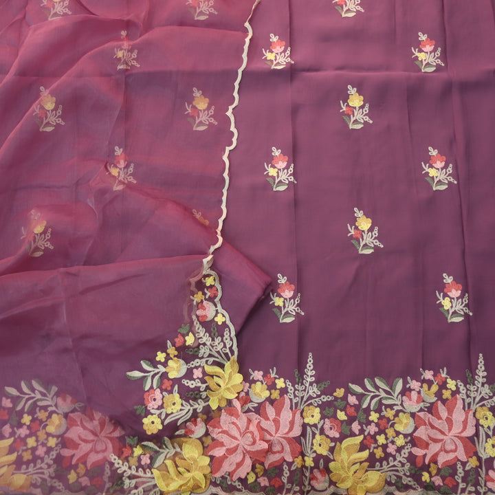Rivva Helio Mavue with Kashida Embroidered Hem Modal Suit Set
