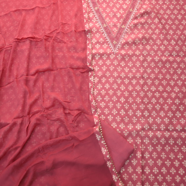 Rahi Spicy Mauve kardana Work V Neck In Printed Modal Suit Set D2