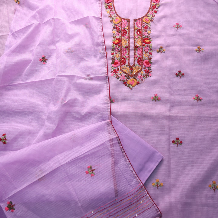 Rasiya Lavender Thread Embriodered Neck Work Kota Doriya Suit Set