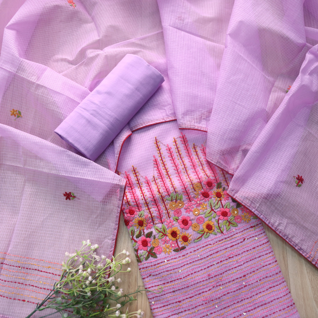 Rasiya Lavish Lavender Thread Embriodered Hem Work Kota Doriya Suit Set