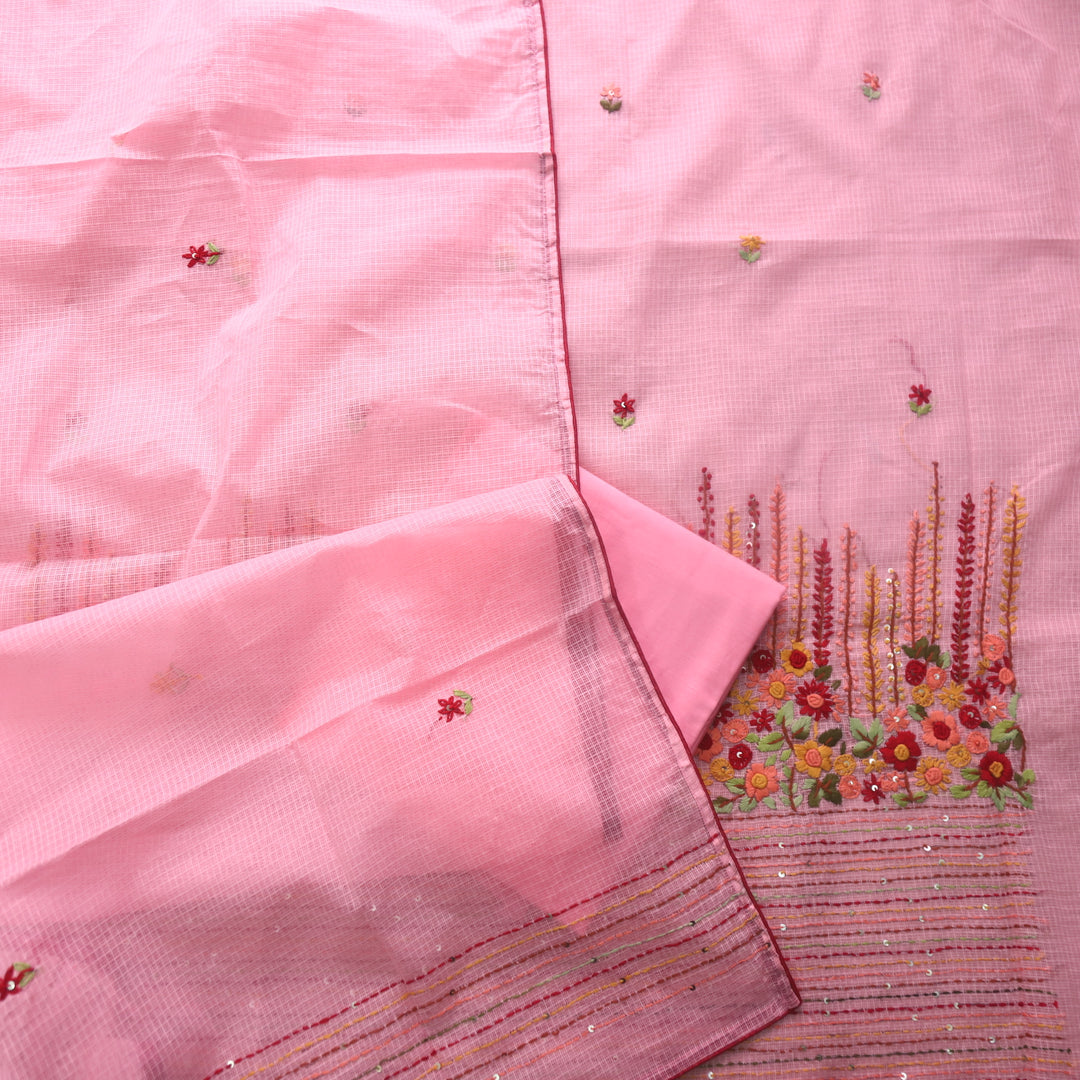 Rasiya Pastel Peach Thread Embriodered Hem Work Kota Doriya Suit Set