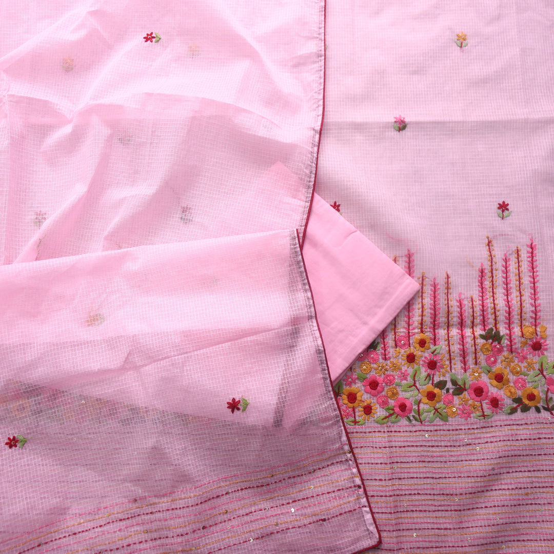 Rasiya Baby Pink Thread Embriodered Hem Work Kota Doriya Suit Set