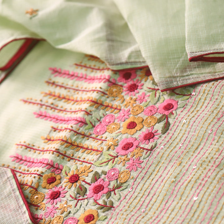 Rasiya Mint Green Thread Embriodered Hem Work Kota Doriya Suit Set