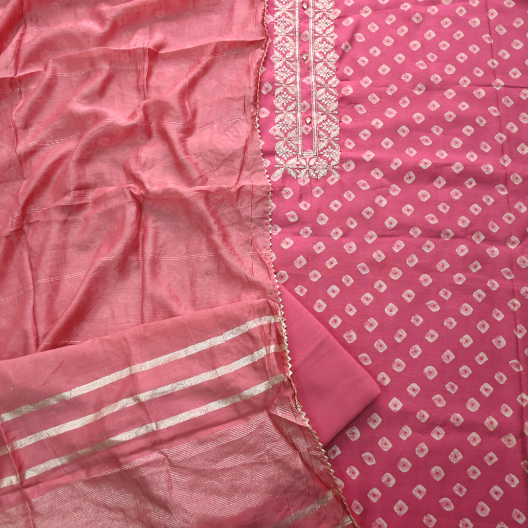 Ishaani Mauve Pink Printed Embellish Zari Neck Work Modal Suit Set