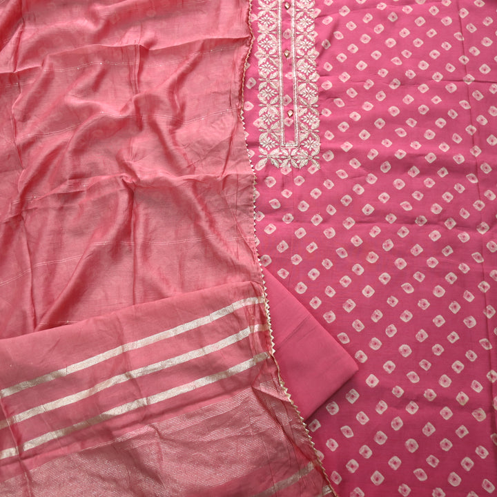 Ishaani Mauve Pink Printed Embellish Zari Neck Work Modal Suit Set