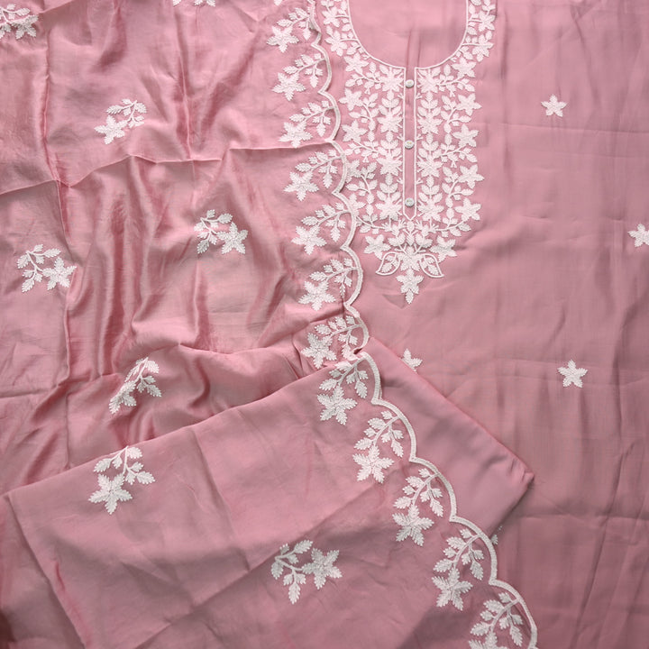 Rivva Mauve Pink Aari Embriodered Neck Work Modal Suit Set