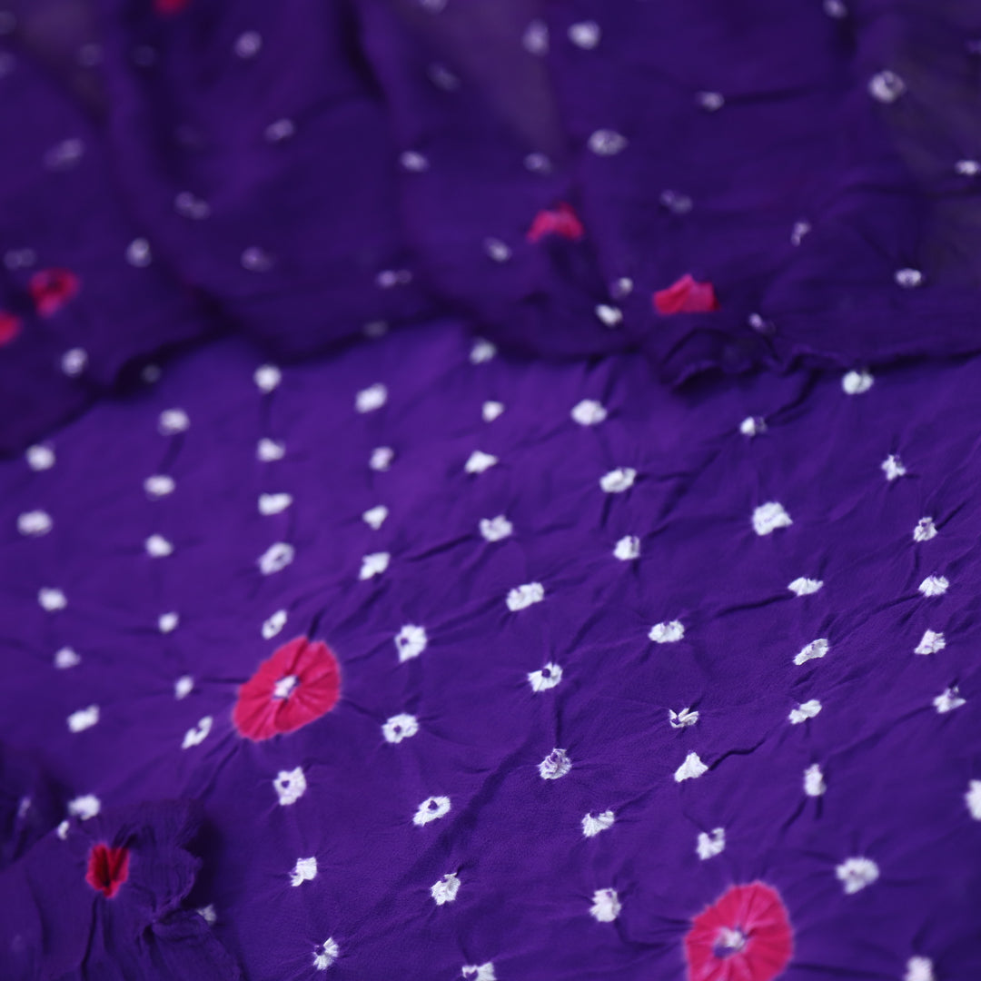 Ruksana Vibrant Purple Authentic Bandhej Work Georgette Suit Set