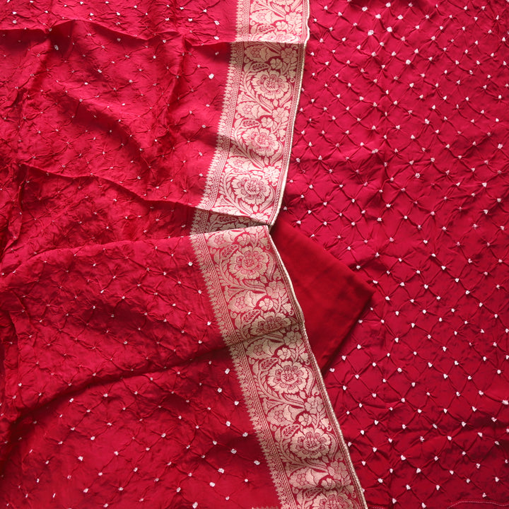 Bahaar Dark Maroon All Over Bandhej Work Crepe Silk Suit