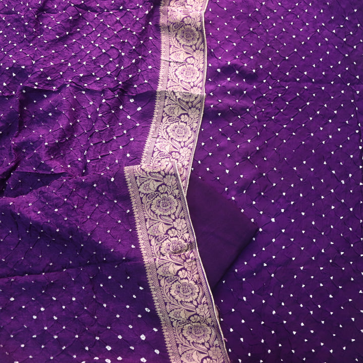 Bahaar Violet Purple All Over Bandhej Work Crepe Silk Suit