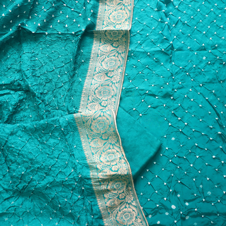 Bahaar Turquoise Blue All Over Bandhej Work Crepe Silk Suit
