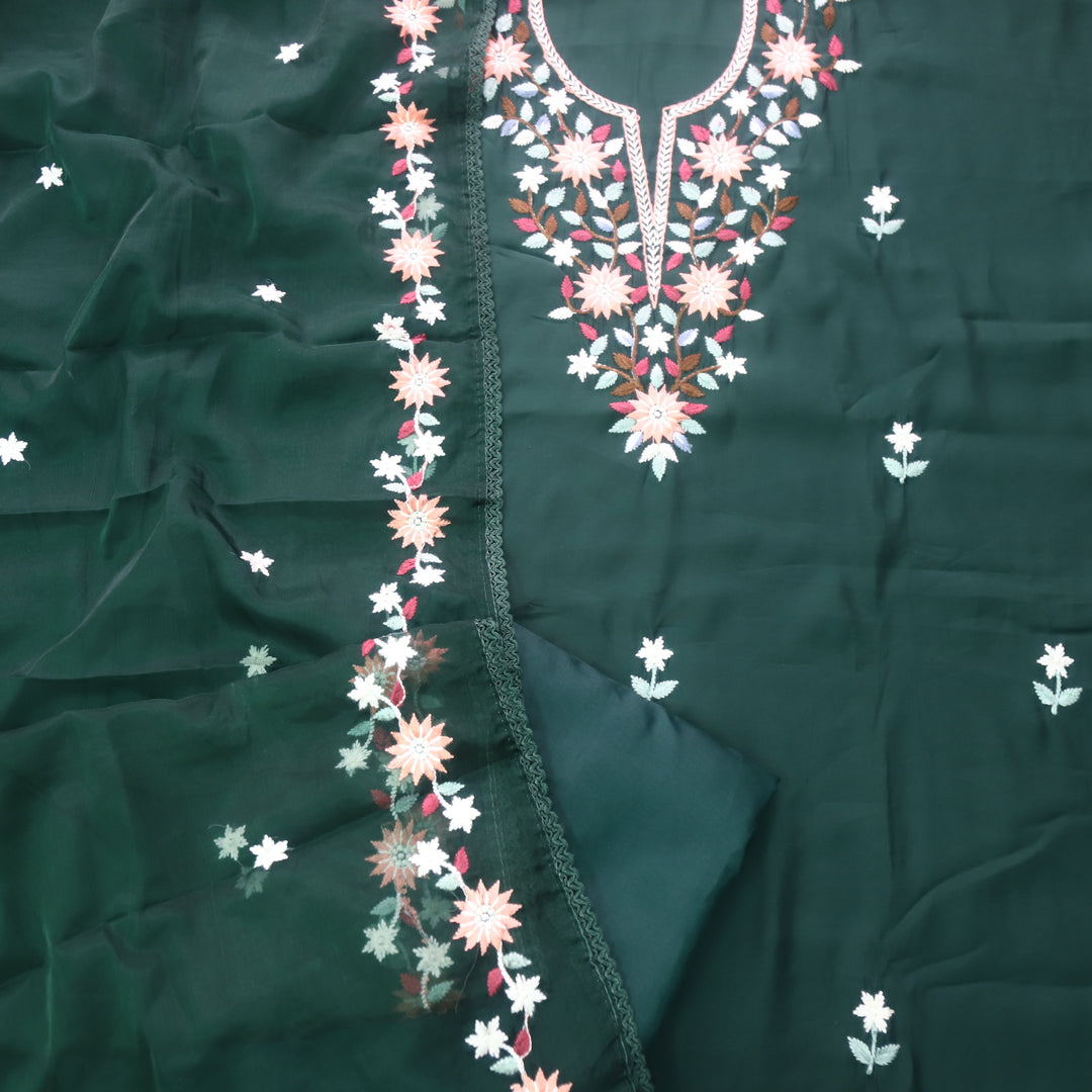 Riwayaat Sacramneto Green Thread Embroidered Neck Work Modal Suit Set