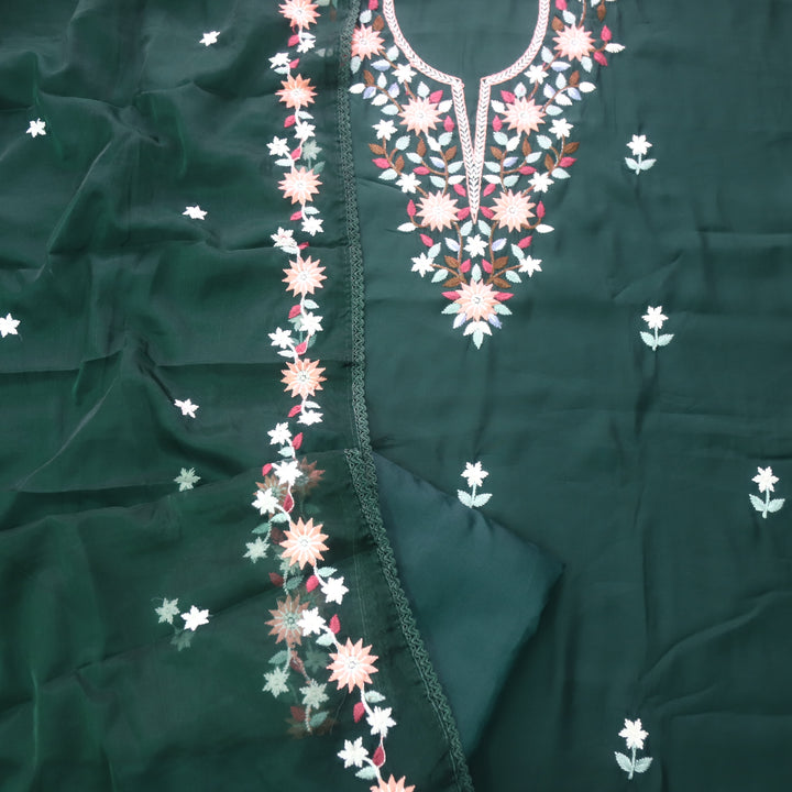 Riwayaat Sacramneto Green Thread Embroidered Neck Work Modal Suit Set