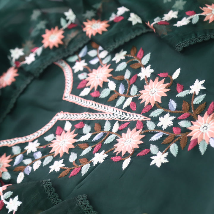 Riwayaat Sacramneto Green Thread Embroidered Neck Work Modal Suit Set