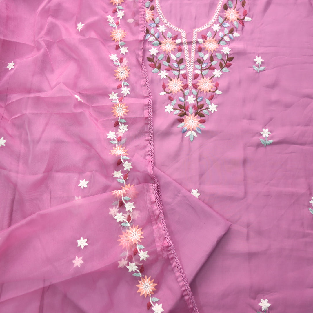 Riwayaat Tulip Purple Thread Embroidered Neck Work Modal Suit Set