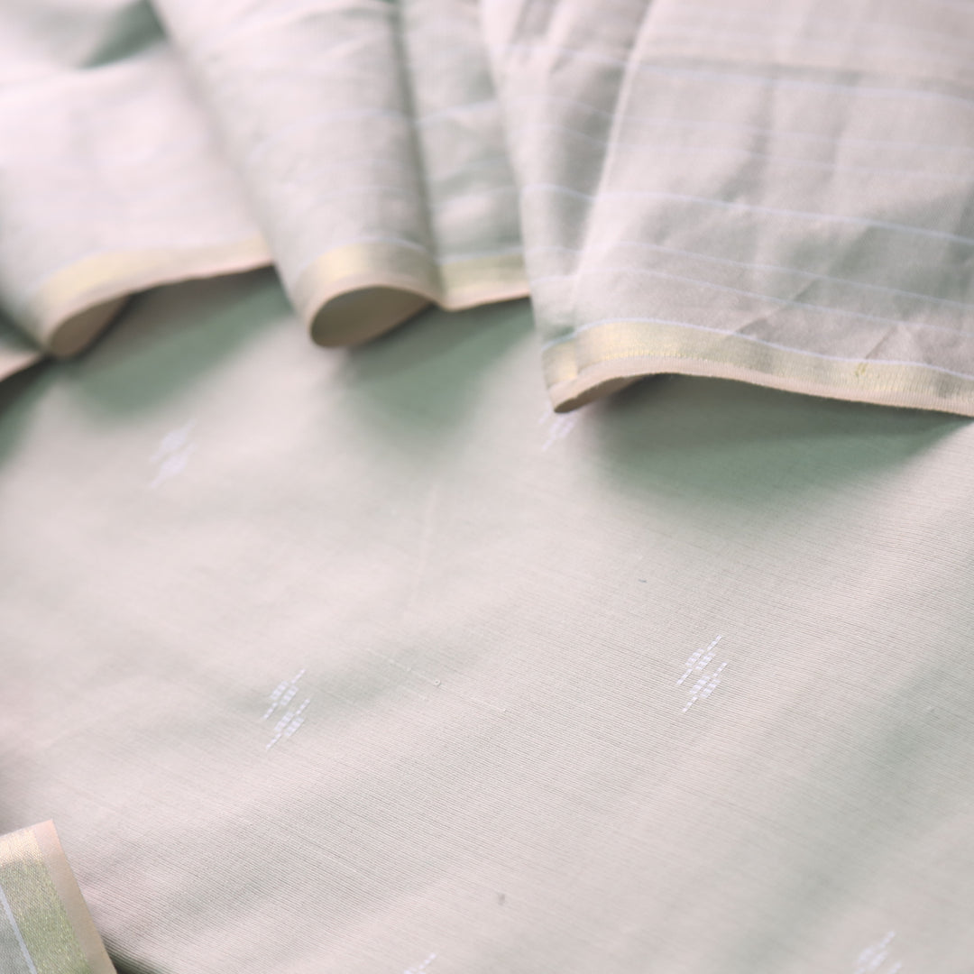 Numaaish Minty Sage Thread Buti Weaved Cotton Silk Suit Set D2