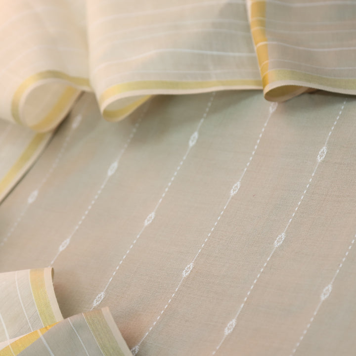 Numaaish Oyster Beige  Thread Buti Weaved Cotton Silk Suit Set