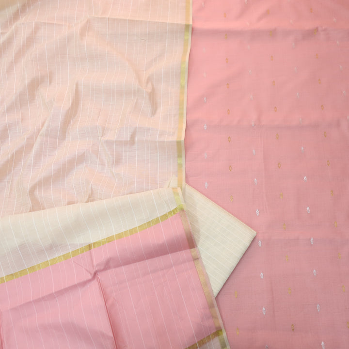 Numaaish Blush Pink Thread Buti Weaved Cotton Silk Suit Set