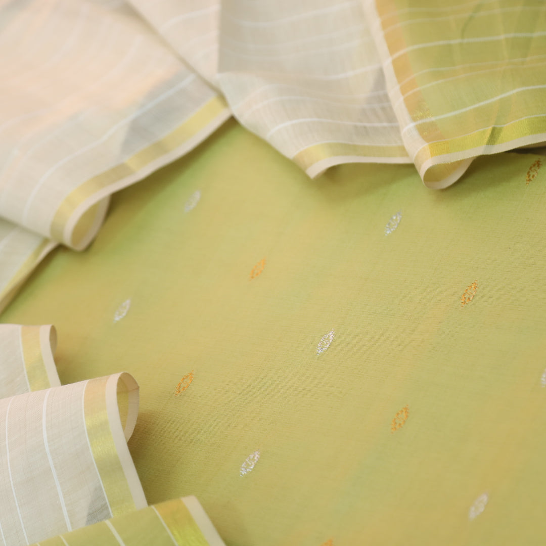 Numaaish Mint Green Thread Buti Weaved Cotton Silk Suit Set