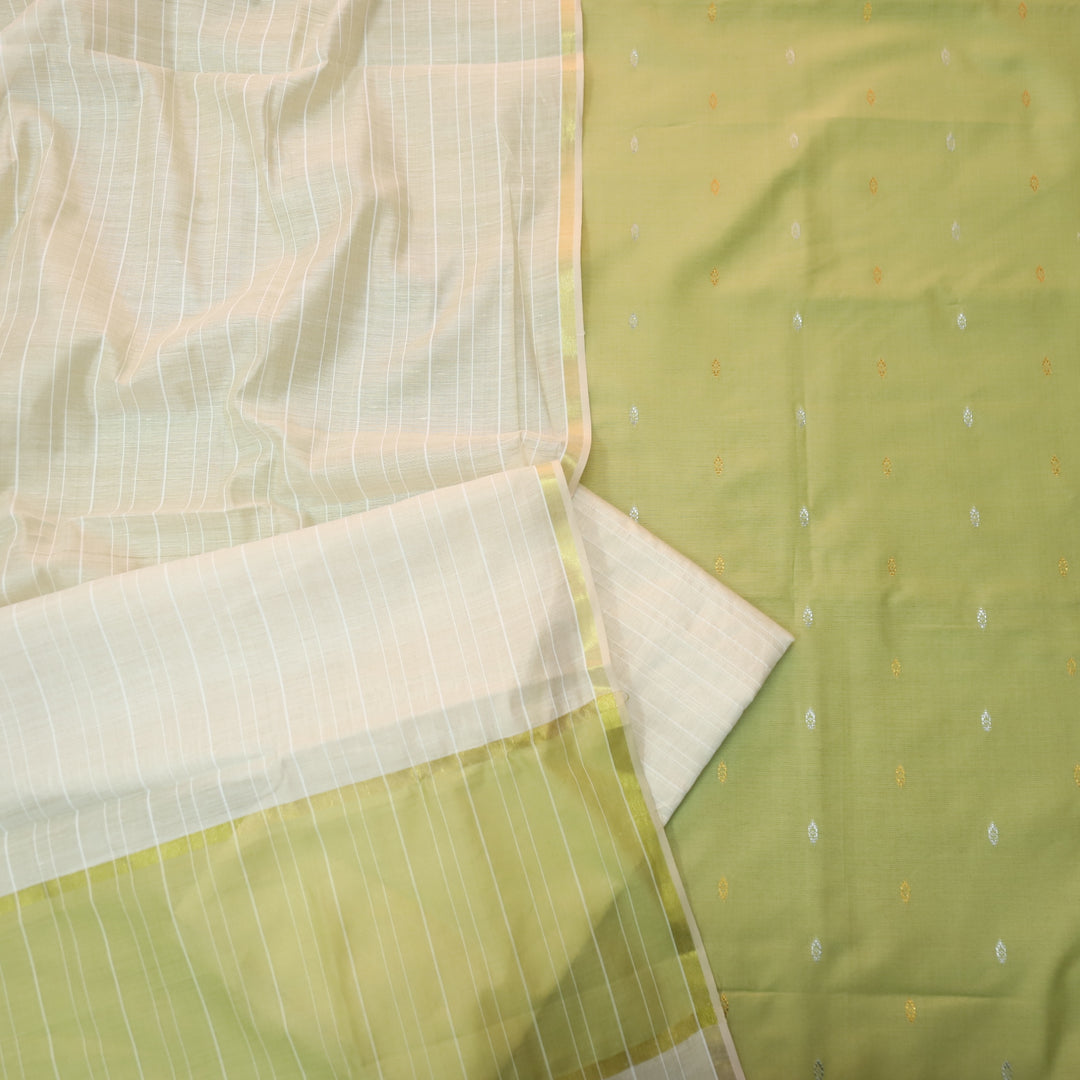 Numaaish Mint Green Thread Buti Weaved Cotton Silk Suit Set