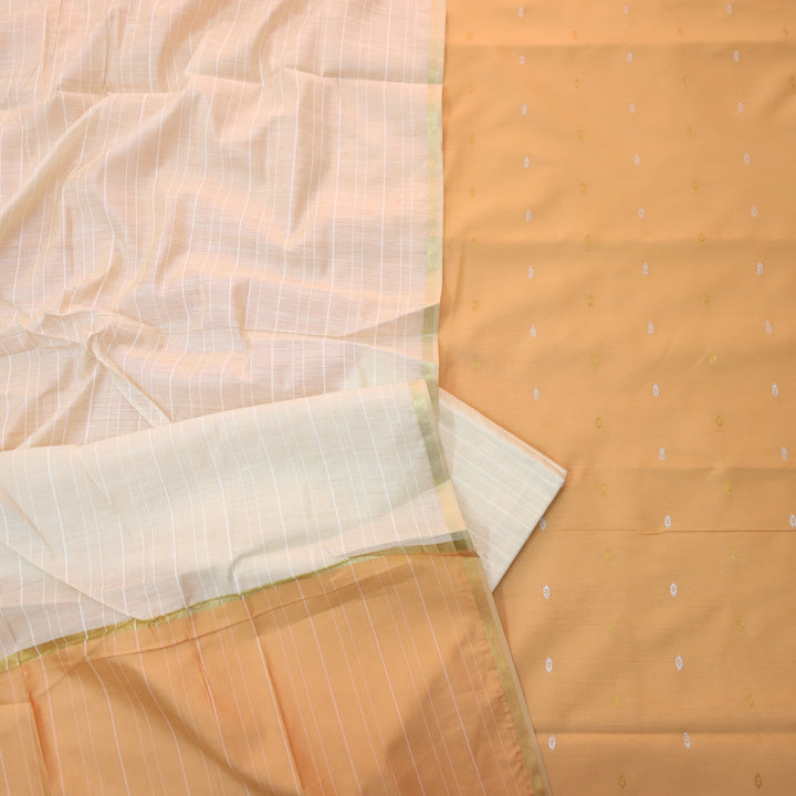Numaaish Light Peach Thread Buti Weaved Cotton Silk Suit Set