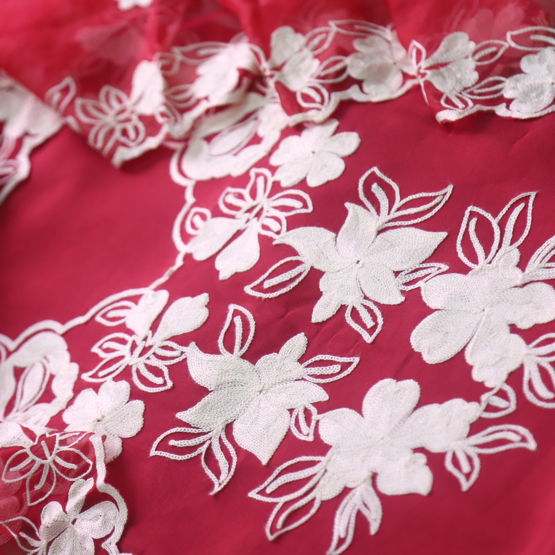 Rivva Berry Red Aari Embriodered Neck Work Modal Suit Set