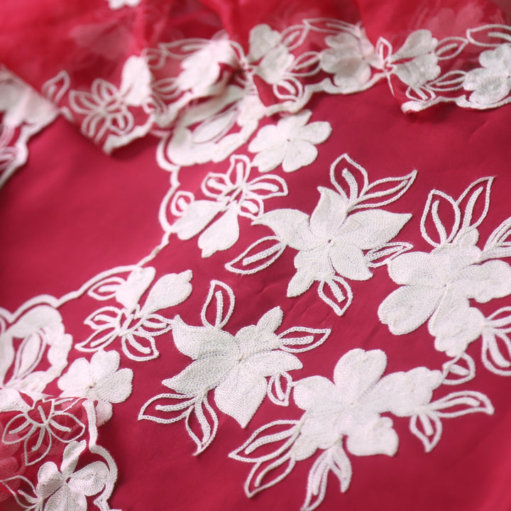 Rivva Berry Red Aari Embriodered Neck Work Modal Suit Set