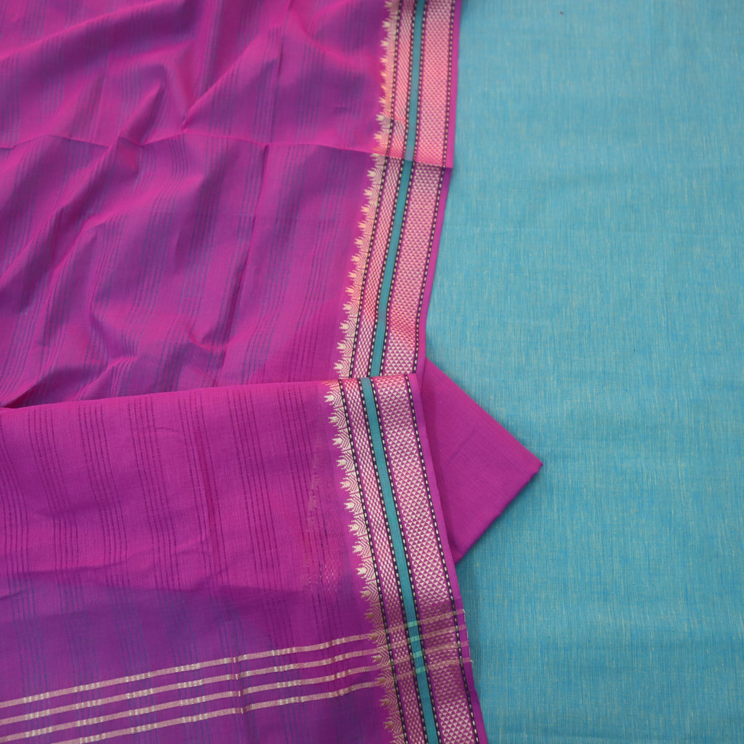 Sanskruti Aqua Teal Mangalgiri Hem in South Cotton Suit Set