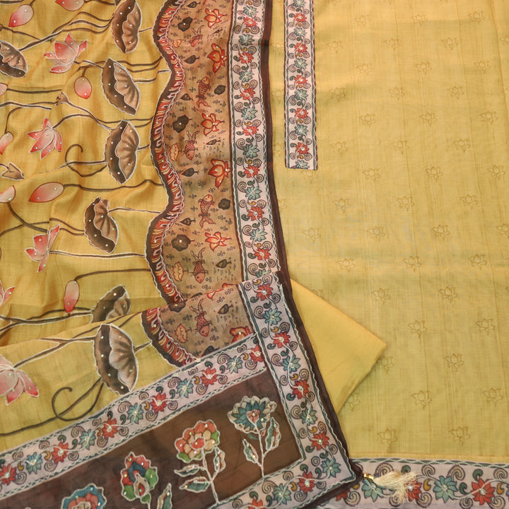 Tejasvi Dijon Yellow Digital Pichwai Print Zari Work Chanderi Suit Set