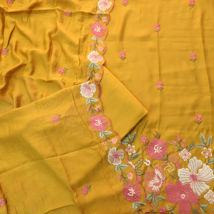 Hridaya Dijon Yellow Thread Embroidered Hem Modal Suit Set
