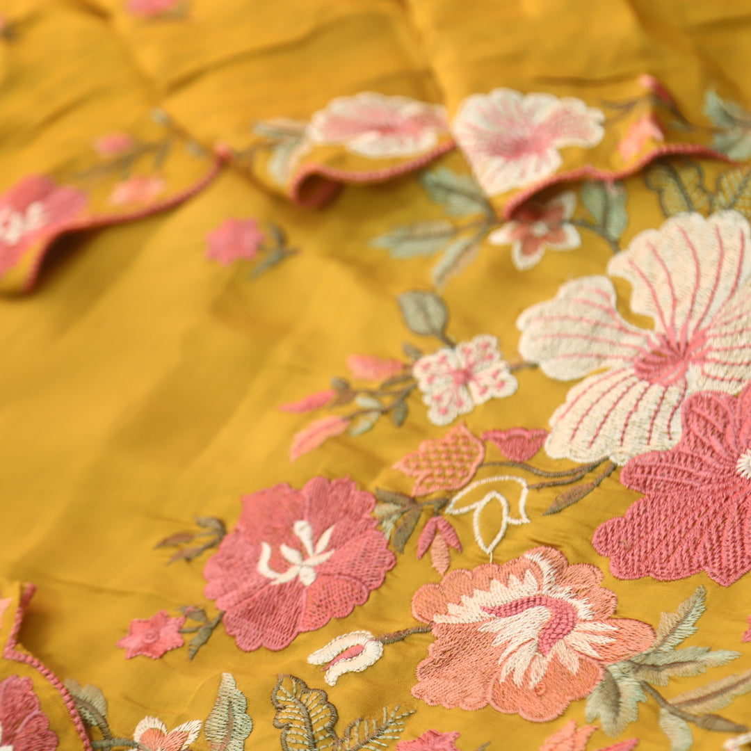 Hridaya Dijon Yellow Thread Embroidered Hem Modal Suit Set