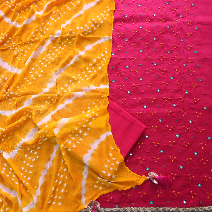Vairagya Rani Pink French Knot with Mirror Work Cotton Suit Set