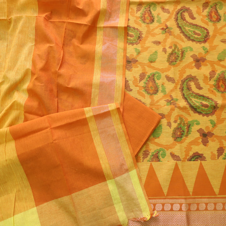 Hayaat Canary Yellow Print with Mangalgiri Hem South Cotton Suit Set