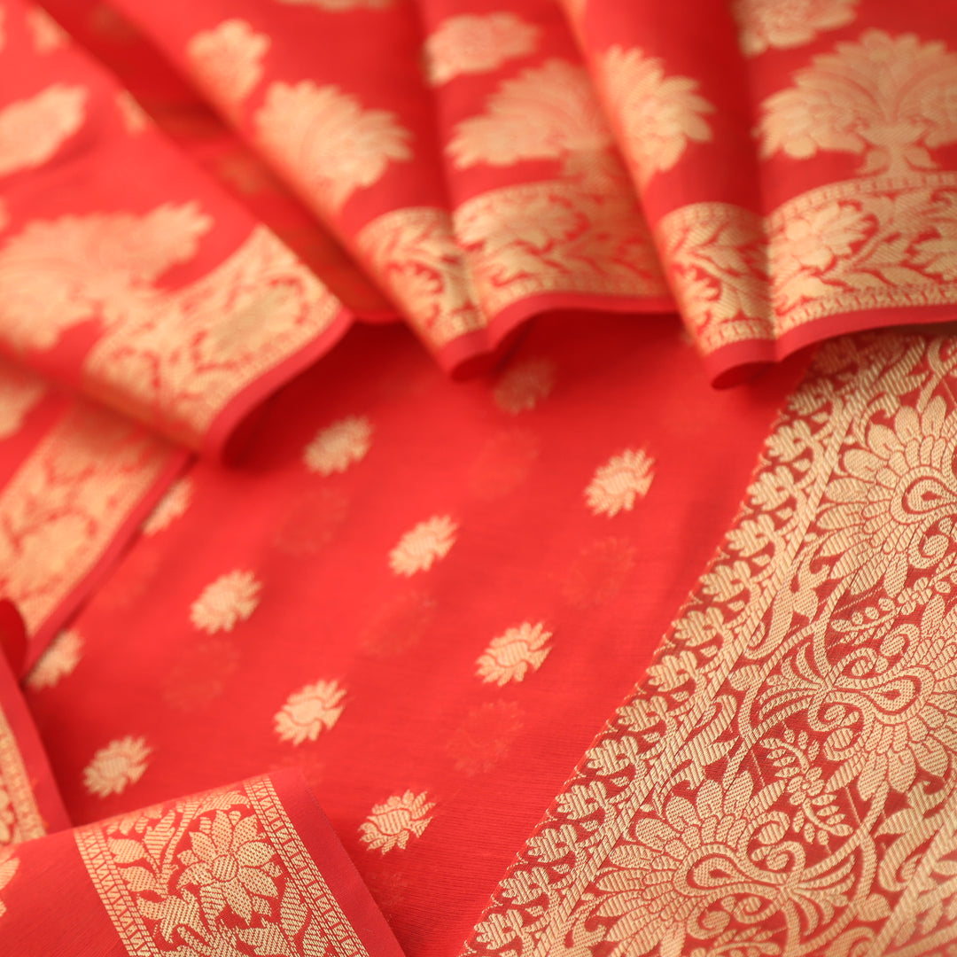 Ruaa Bride Red All Over Brocade Work details Handloom Chanderi Suit Set