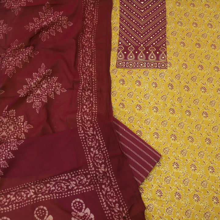 Anokhi Dandelion Yellow with Patra Patch in Printed Cotton Suit Set