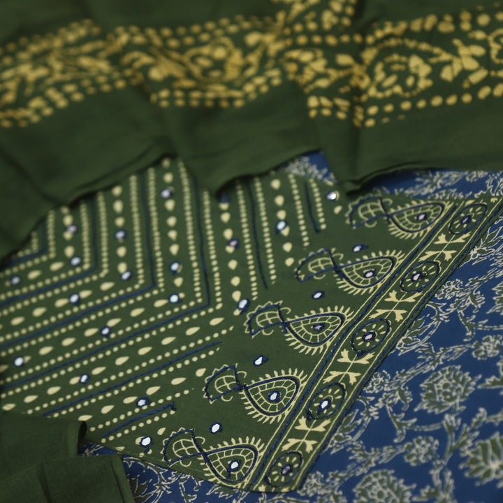 Anokhi Space Blue with Patra Patch in Printed Cotton Suit Set