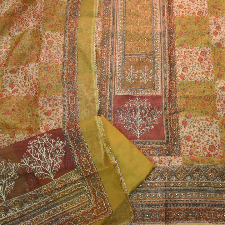 Barfiii Goldenrod Yellow Zari Weaved with Digital Printed Chanderi Suit Set