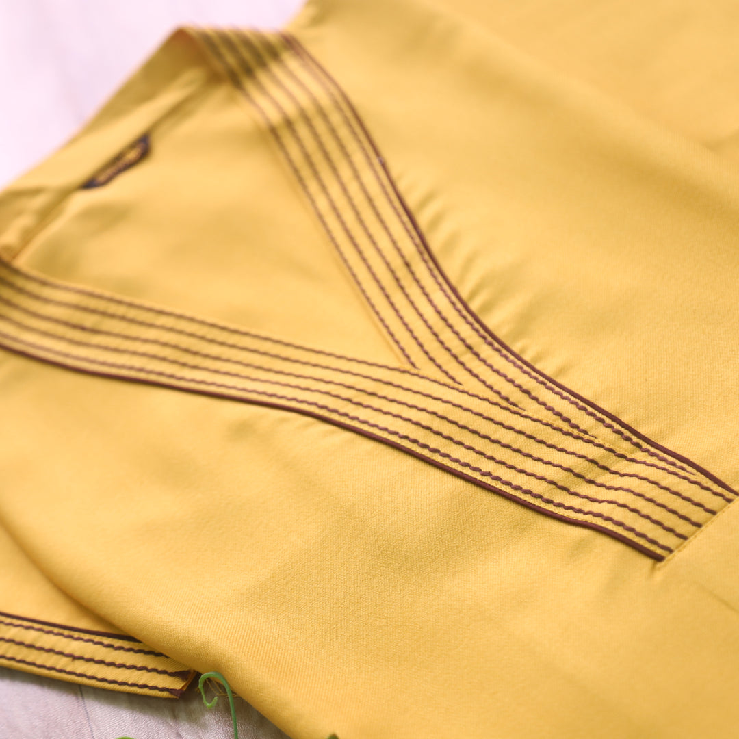 Raavi Custard Yellow Running Thread Work Premium Pashmina 2 Piece Set