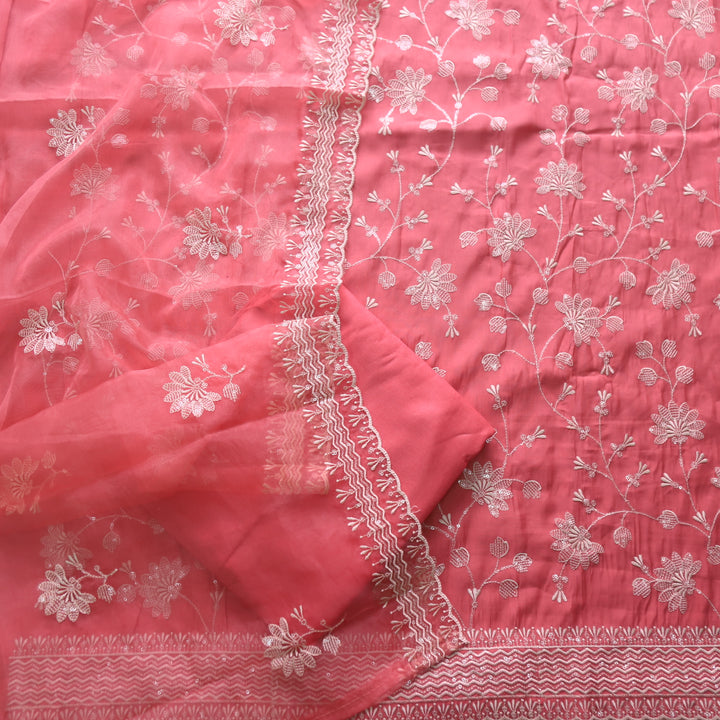 Rabb Baby Peach with All Over Thread with Sequence Work Modal Suit Set