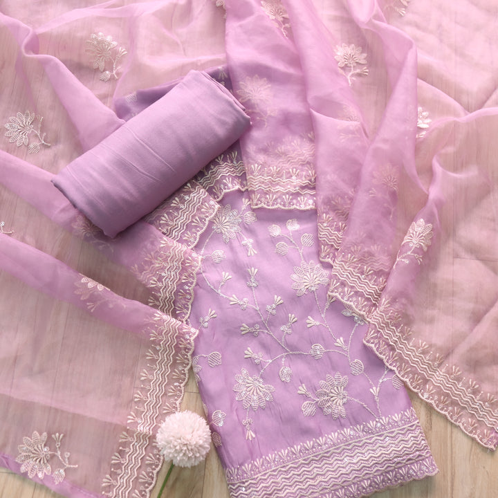 Rabb Soft Lilac with All Over Thread with Sequence Work Modal Suit Set