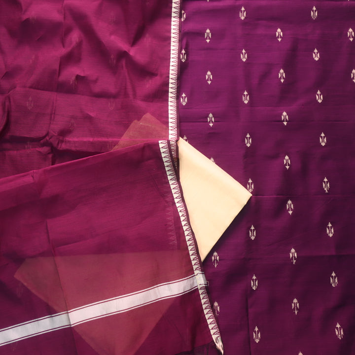 Chaahat Wine Purple Thread Weaved Work Chanderi Tussar Silk Suit Set